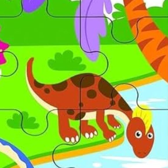 VIGA 24 Pcs Flat Wooden Puzzle w/Tray -Dinosaurs New Sealed For Age 2+ - Picture 9 of 14